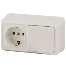 Блок розетка+выкл. ОП Quadro 2-701-02 гориз. 10(16)А-250В IP20 сл. кость Intro Б0053866